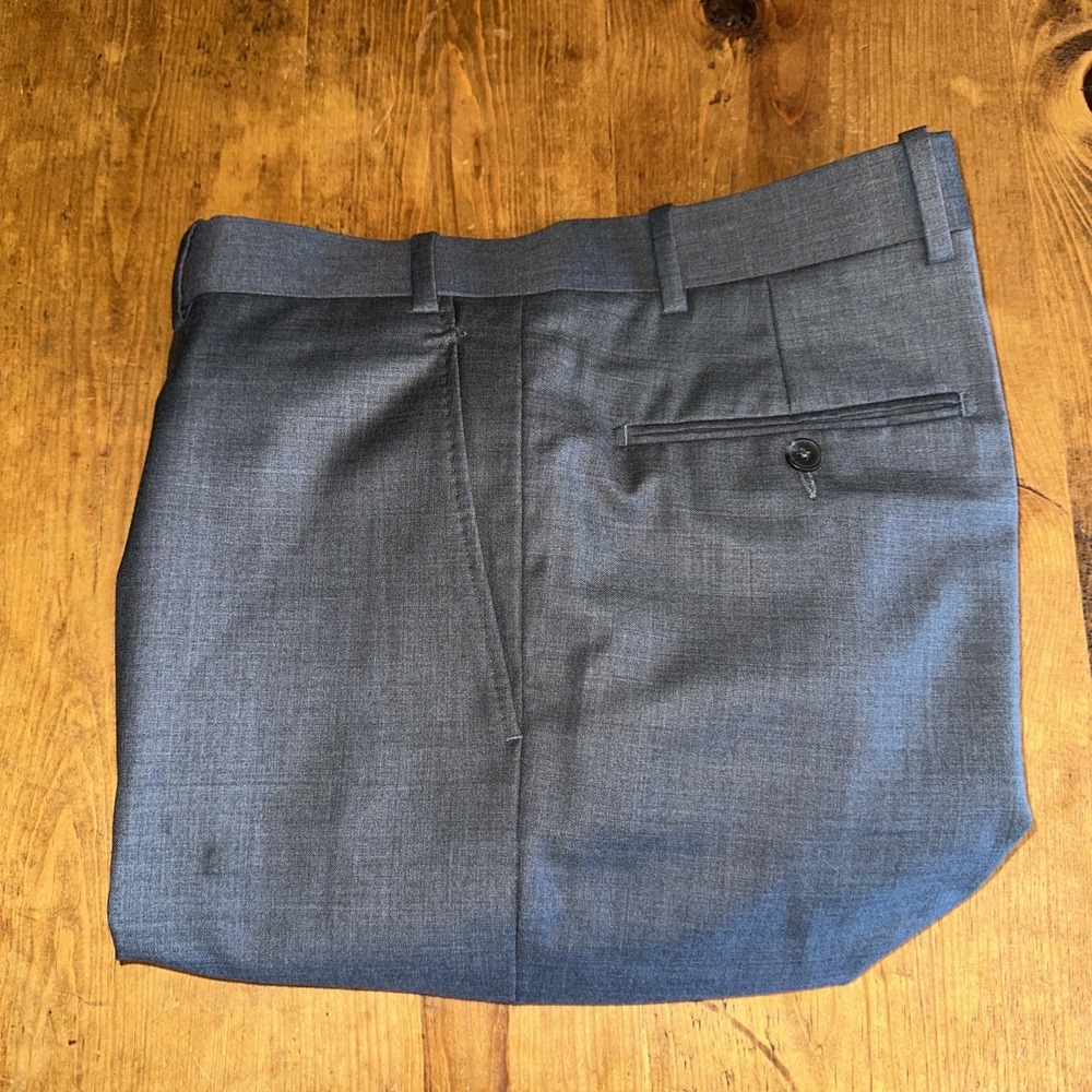 Paul Betenly Vantage Super 120 Dress Trousers Dress Pants 34R Gray Flat Front